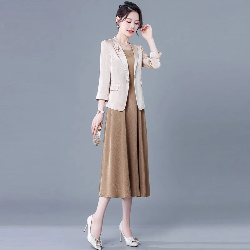 【拉夏】职业贵夫人西装套装连衣裙2025新款早秋显瘦减龄气质两件套