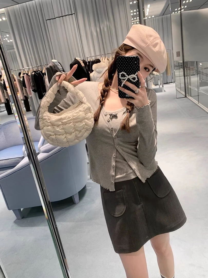 3i22-17553气质简约修身吊带背心开衫外套高腰显瘦半身裙三件套