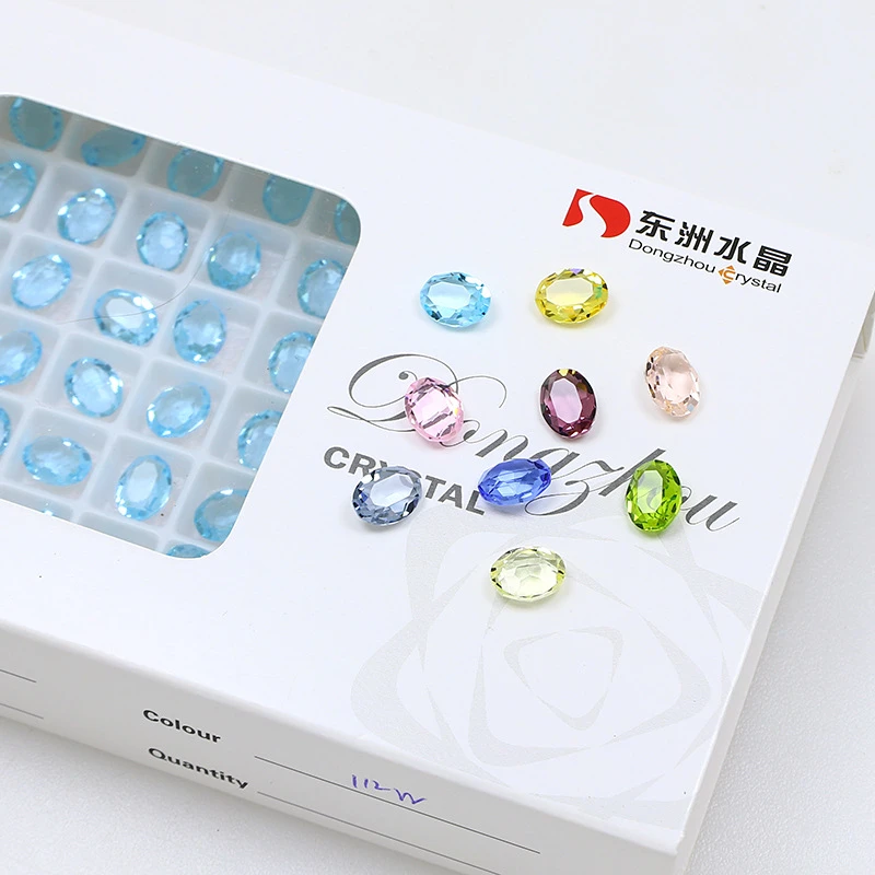 QXHT东洲水晶8*6mm椭圆尖底钻diy饰品配件小鸽子蛋彩色美甲钻新款