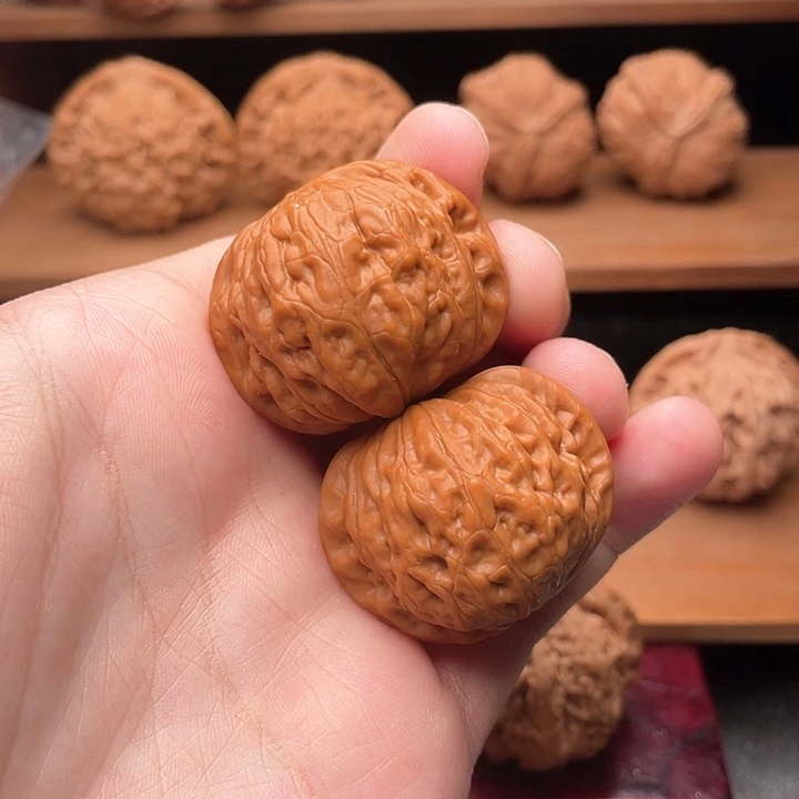 吊坠文玩核桃38边肚红皮全品铁锤37克