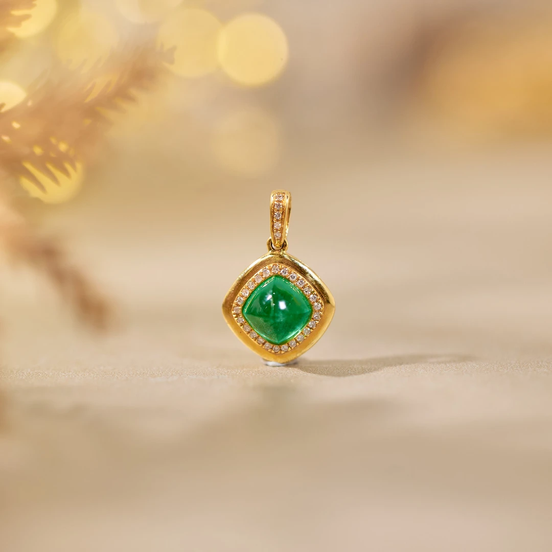 非遗好物分享【歪歪】*祖母绿吊坠*18K金镶嵌X-U7043