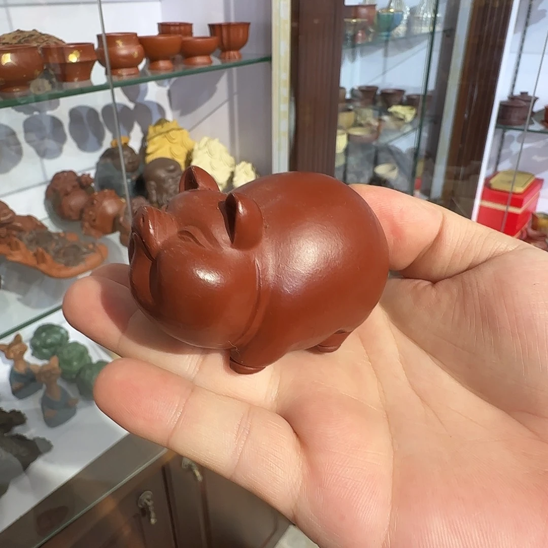 茶壶紫砂富贵猪朱泥