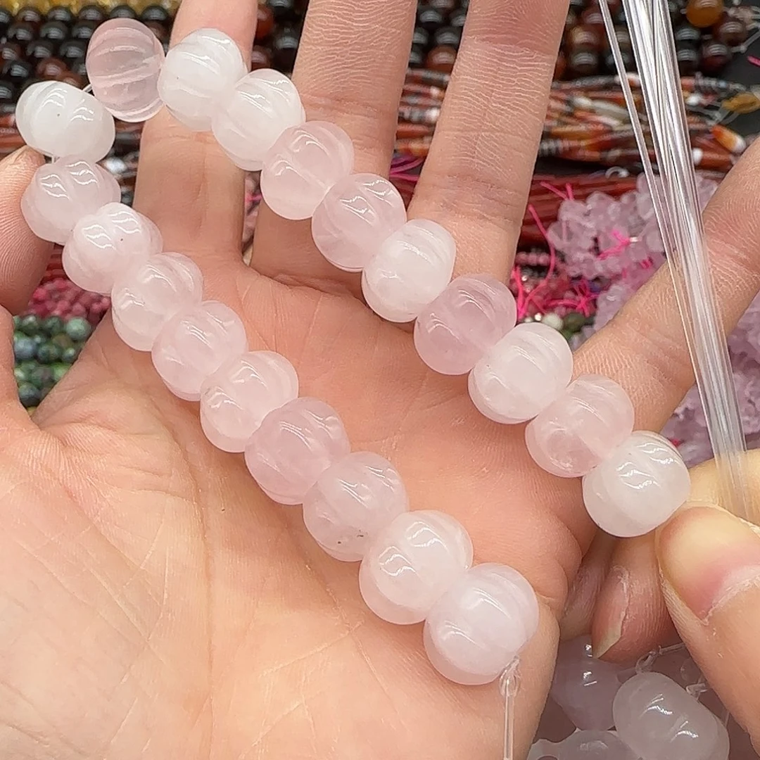玛瑙/玉髓合金珠宝半成品马粉南瓜12mm半条