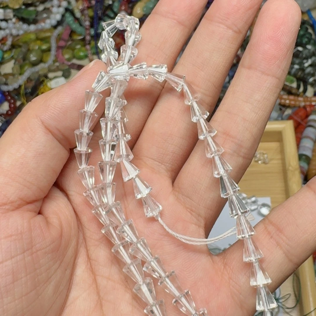 玛瑙/玉髓合金珠宝半成品云**心5切面白水晶尖