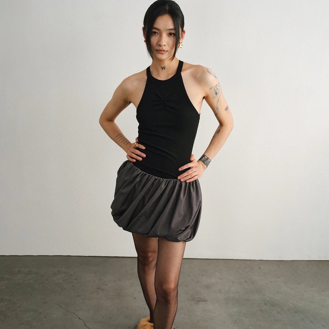 【Fil小白同款】Unawares. 低腰褶皱泡泡短裙