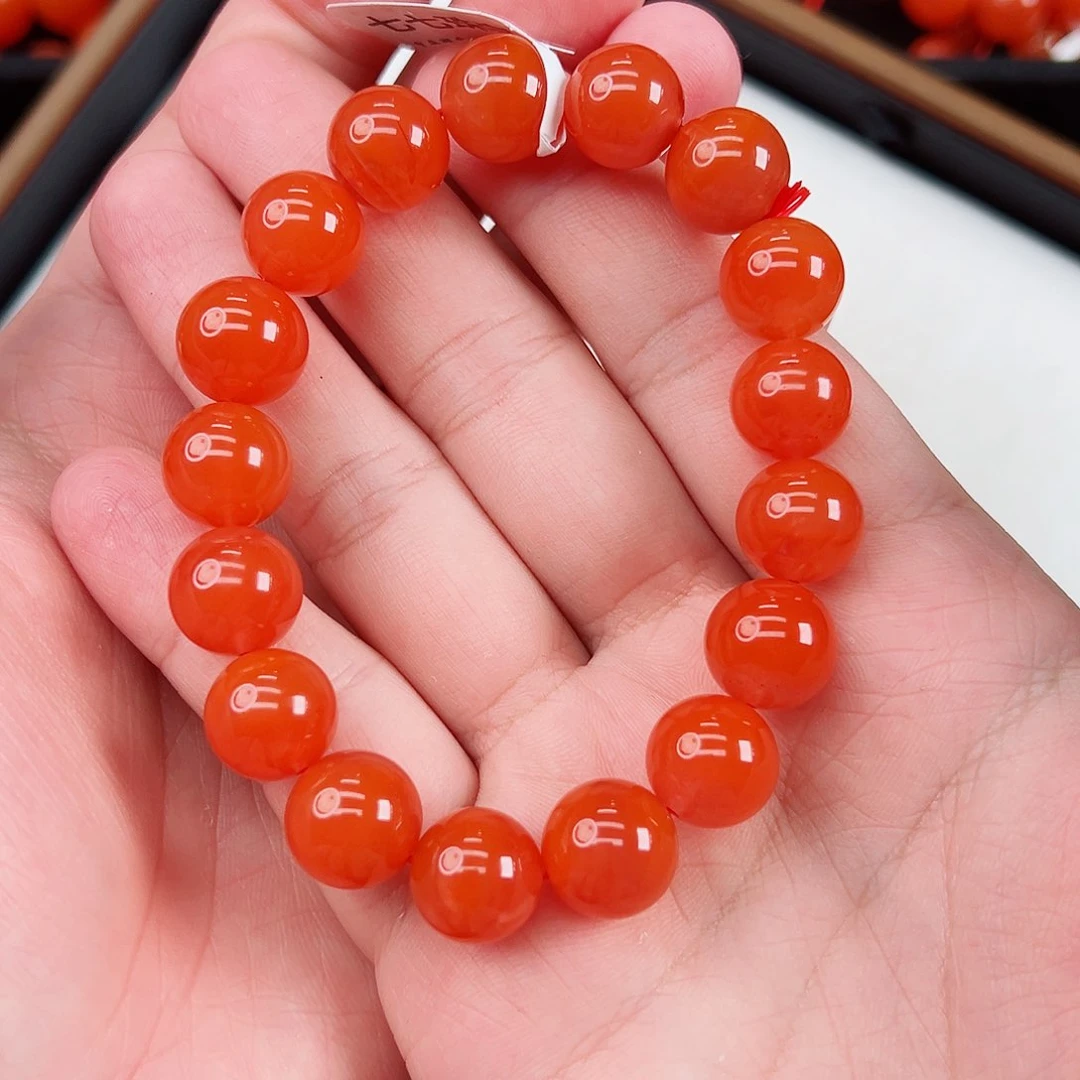 未镶嵌天然南红玛瑙保山杨柳滴水洞亮光手串卡12一条