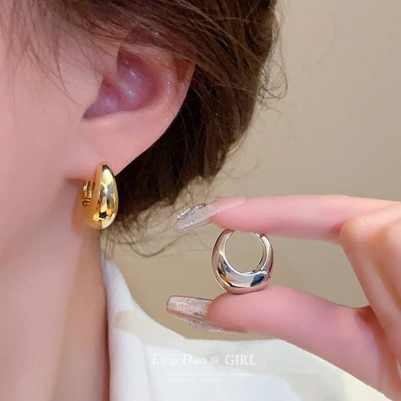 合金耳饰 高级感水滴素圈耳环女小众设计感耳圈冷淡风耳饰耳钉88