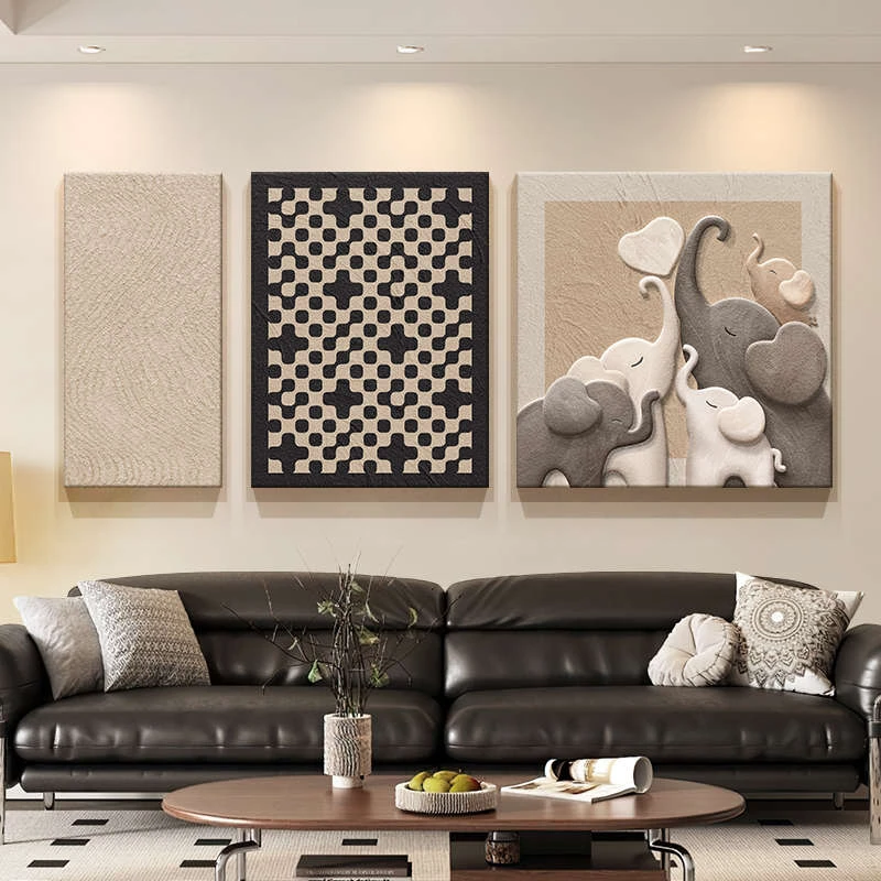 中古风沙发背景墙装饰画2025新款客厅大白墙挂画餐厅高级感壁画