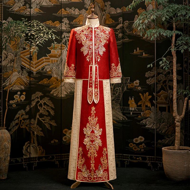 男款秀禾服2025新款中式婚礼结婚新郎敬酒大码唐装龙凤褂男士婚服