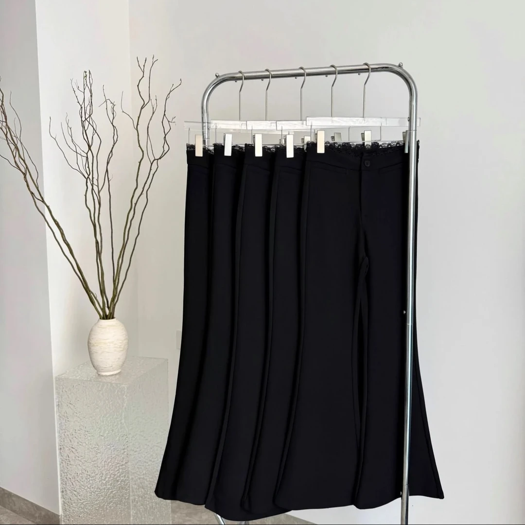 1089蕾丝花边时尚弹力微喇裤