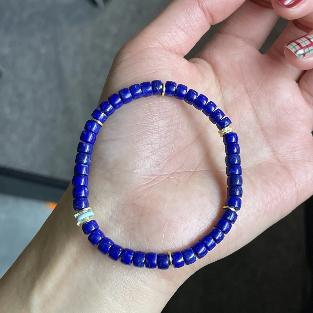 •天然青金石5咪精工直切百搭手链A411