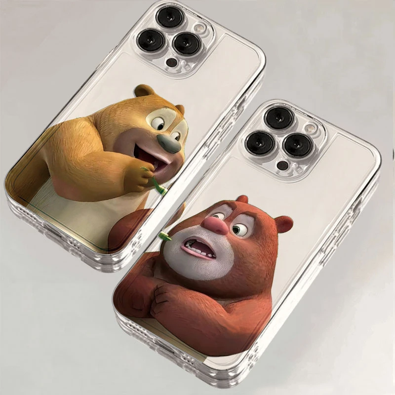 熊大熊二适用于苹果iPhone15/16promax华为手机壳13防摔透明创意x