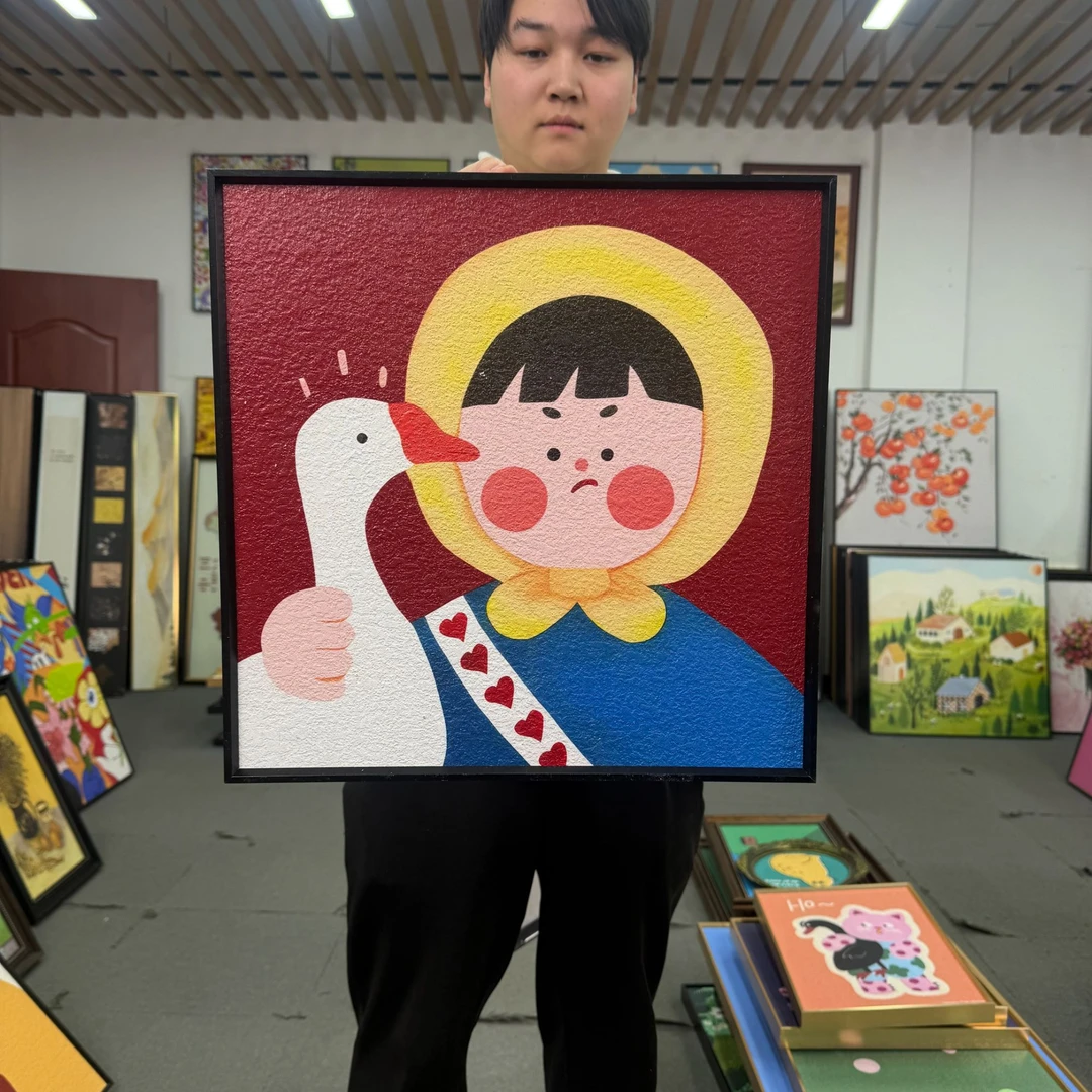 抓鹅女孩挂画客厅抽象背景墙装饰画美式卧室装饰画餐厅墙面144
