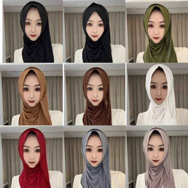 J简约烫钻圆口绕巾【纱巾送盒针】