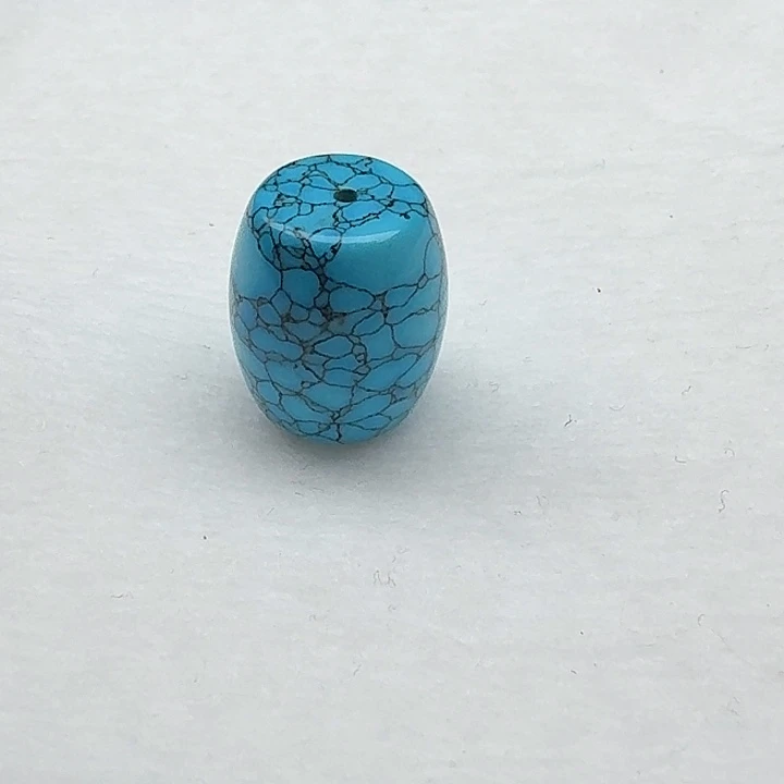 尺寸：13.5/16左右蓝网花纹直切桶珠  单珠一颗