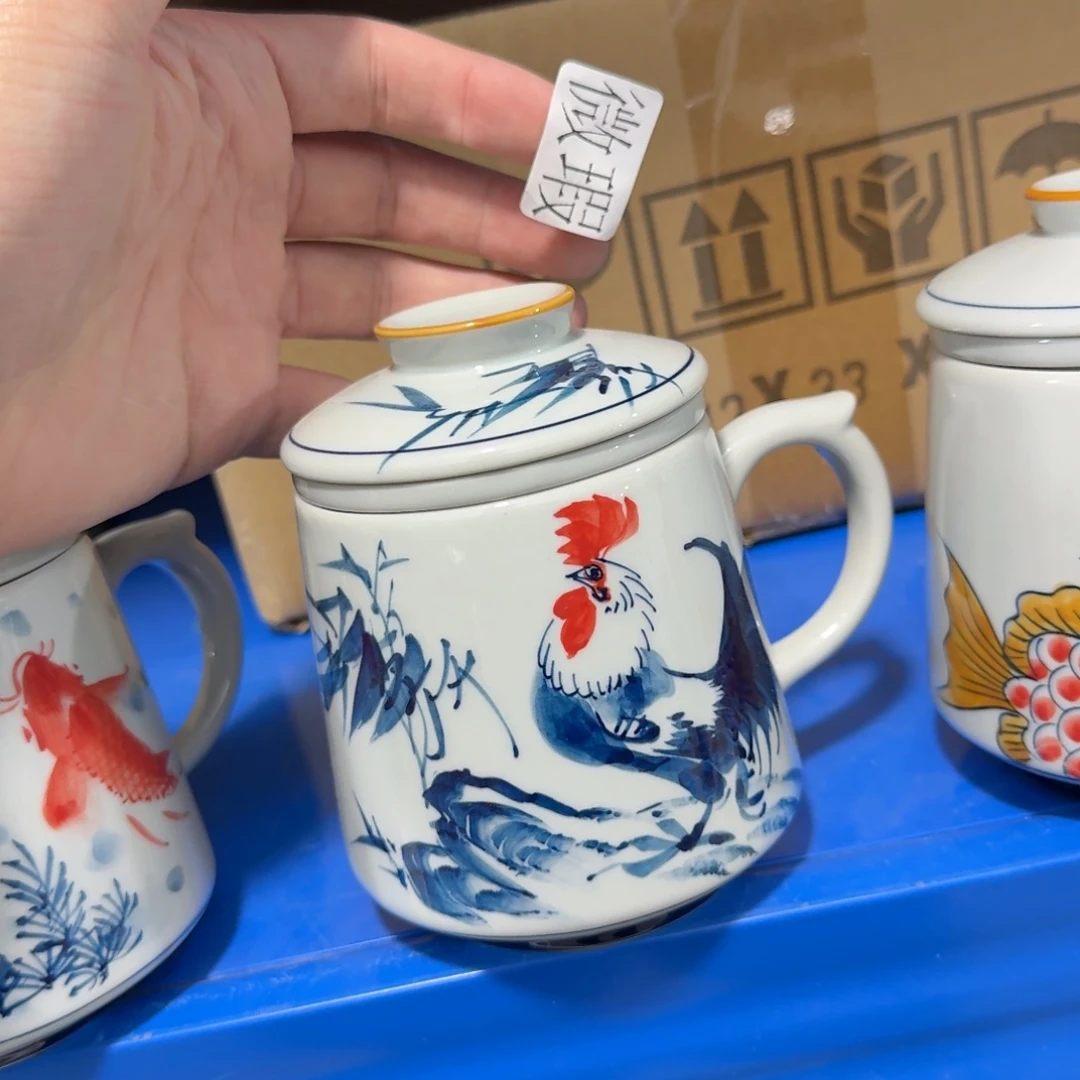 釉下手绘茶具微瑕