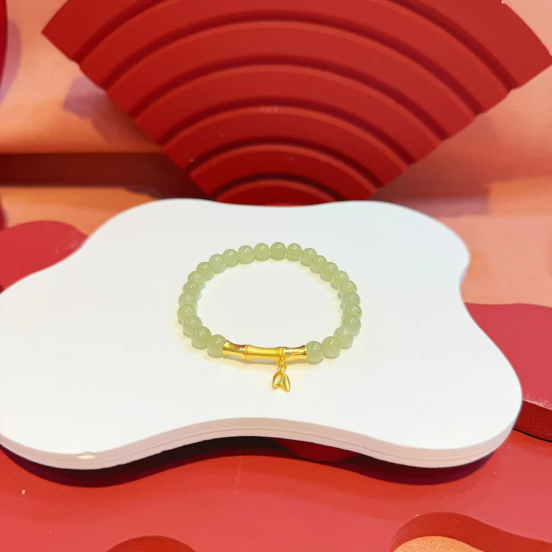 S925银竹节配件6mm和田玉晴水竹节手串HNZ9401