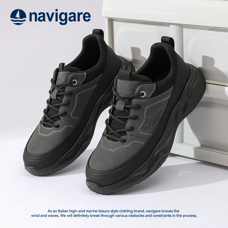 Navigare意大利小帆船男鞋2025春秋新款男款运动休闲鞋厚底老爹鞋