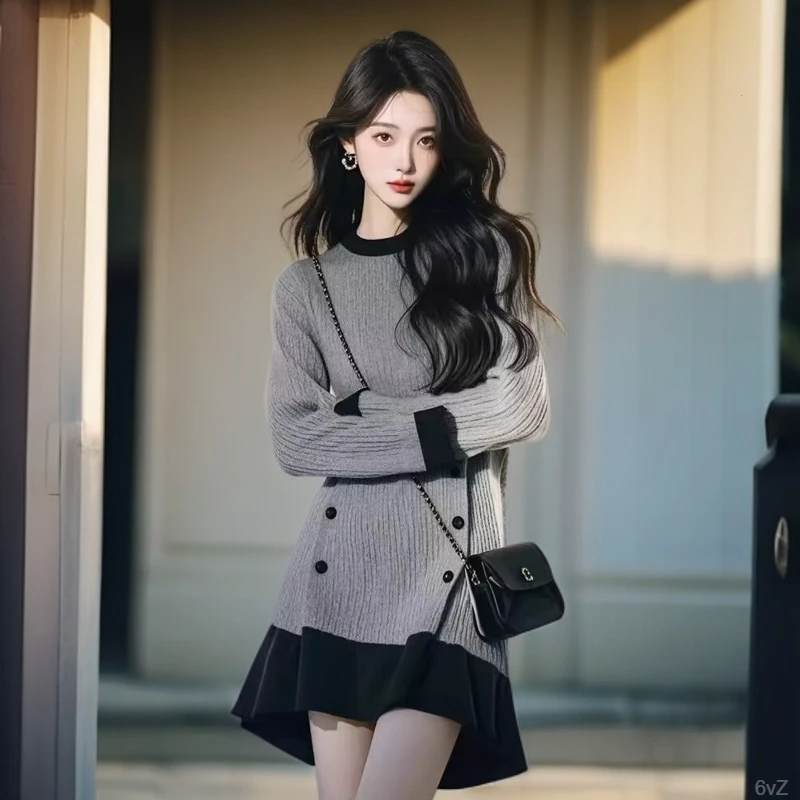 小香风高级感超好看2025秋冬新款法式气质独特别致百搭针织连衣裙