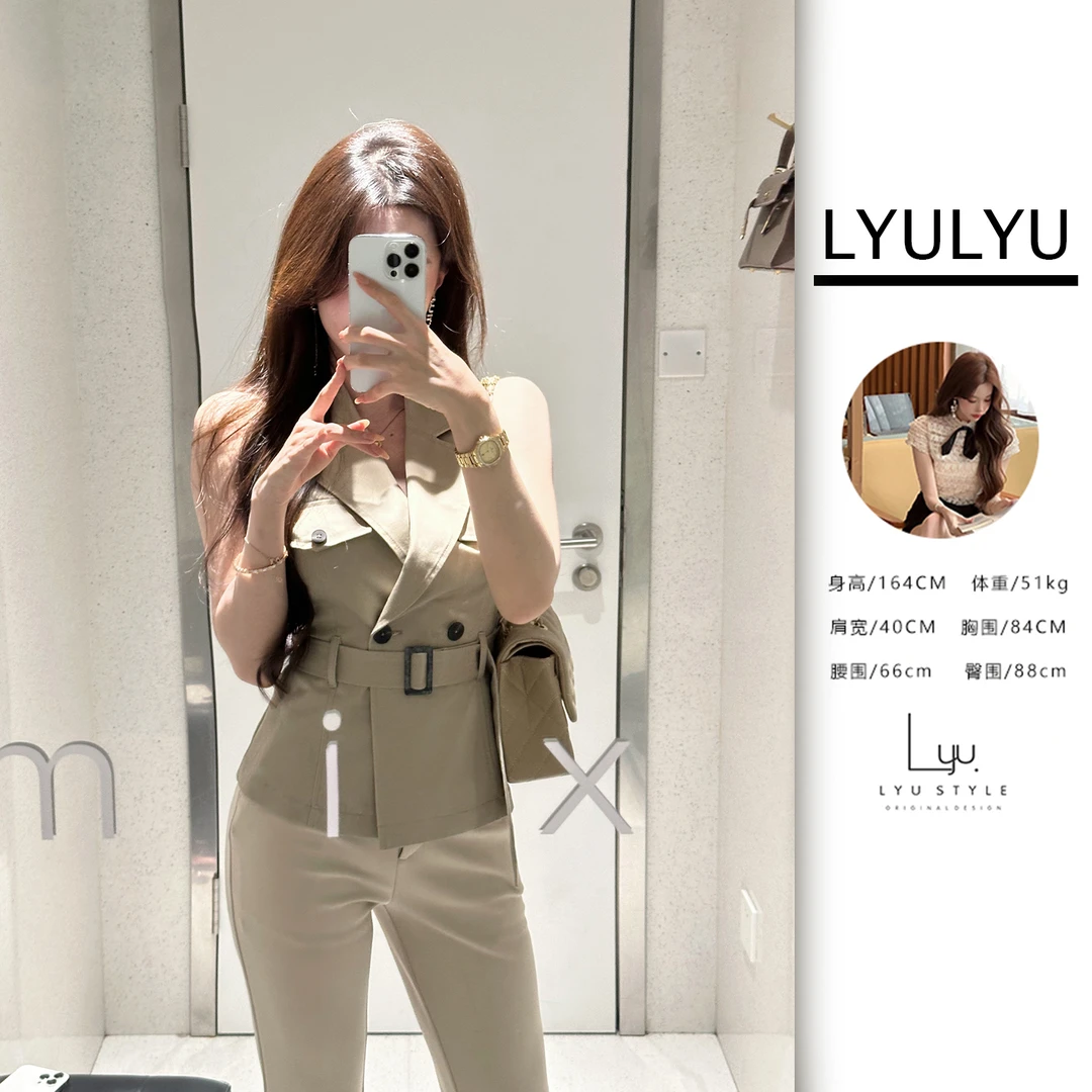 LYU【韩系女主】高级感修身翻领腰带收腰马甲上衣预VVX4SY5524