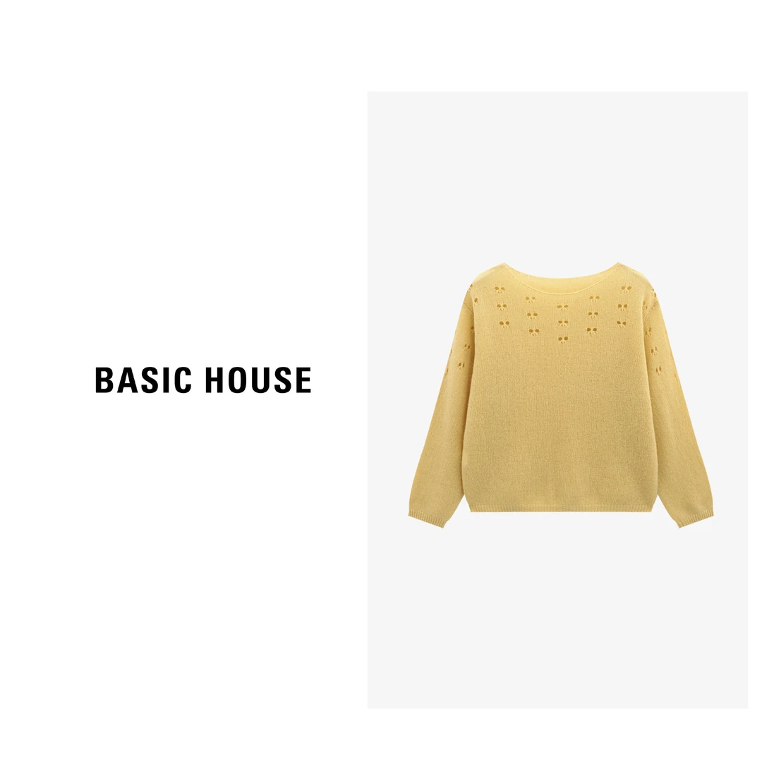 Basic House/百家好秋季百搭老钱风女宽松显瘦羊毛衫-B0625B5JWR2