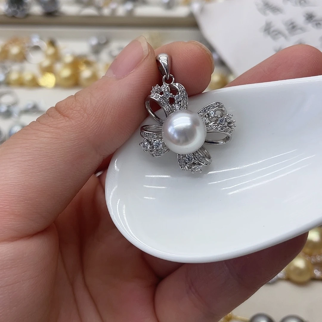 海水珍珠银S925镶嵌吊坠(不含链)
