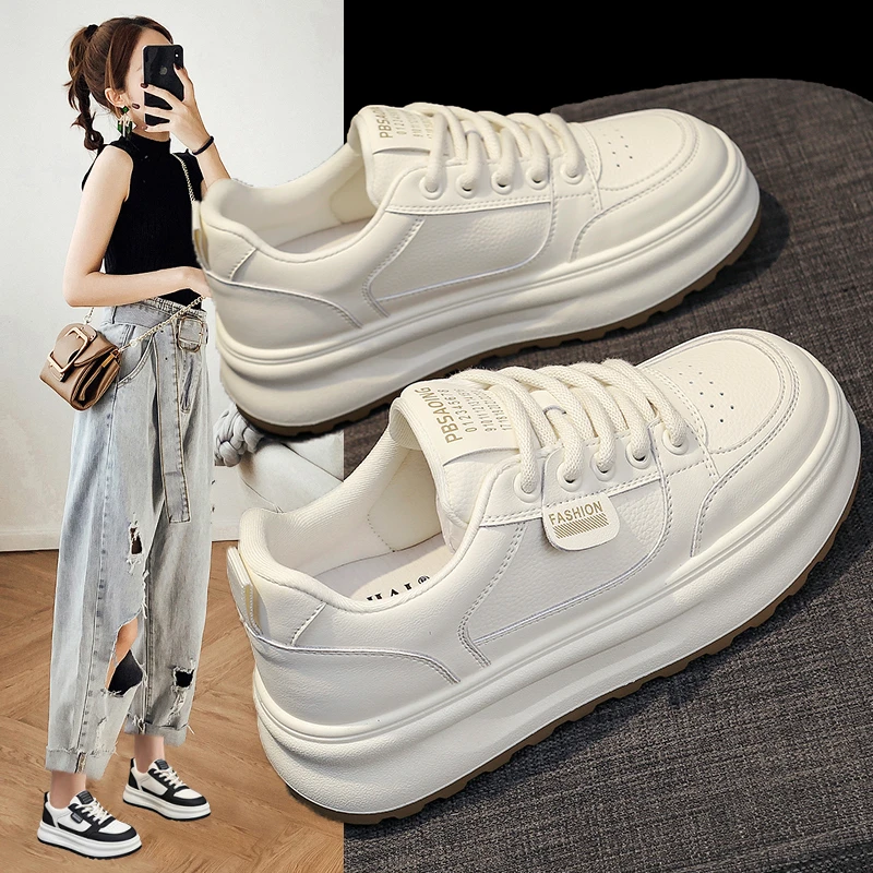 网红鞋子女鞋春秋透气秋季圆头小白鞋时尚休闲鞋运动鞋板鞋