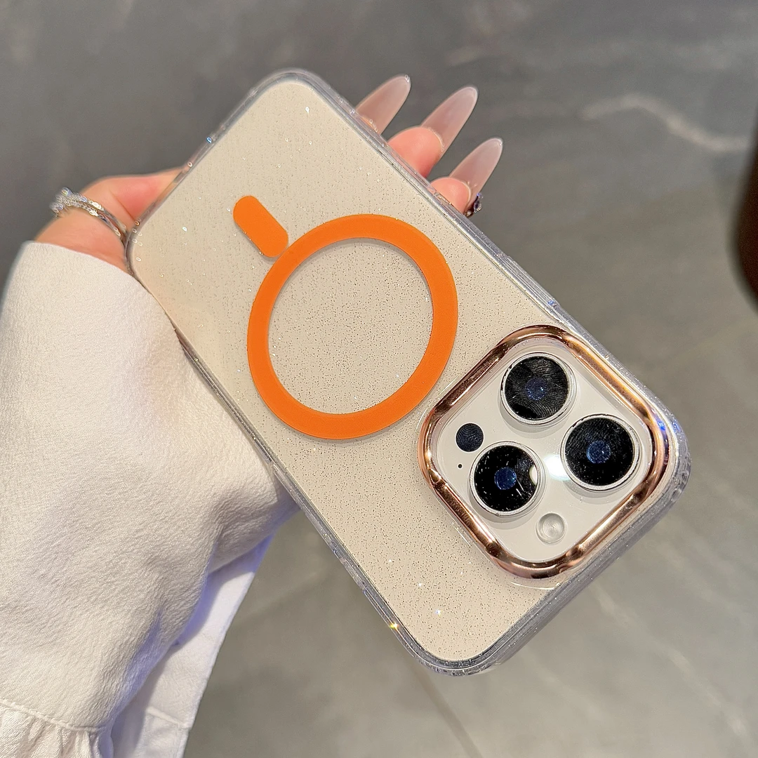 适用iPhone15Pro手机壳新款苹果16磁吸闪粉14Pro透明16Promax超薄