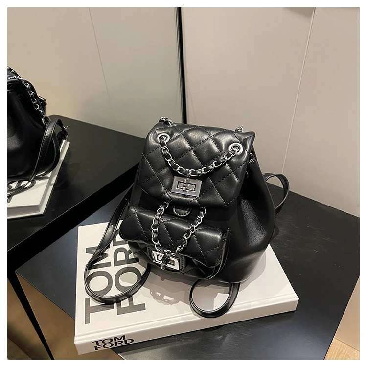 慵懒风松弛感纯色复古风抽带耐磨双肩包百搭休闲双肩背韩版网红