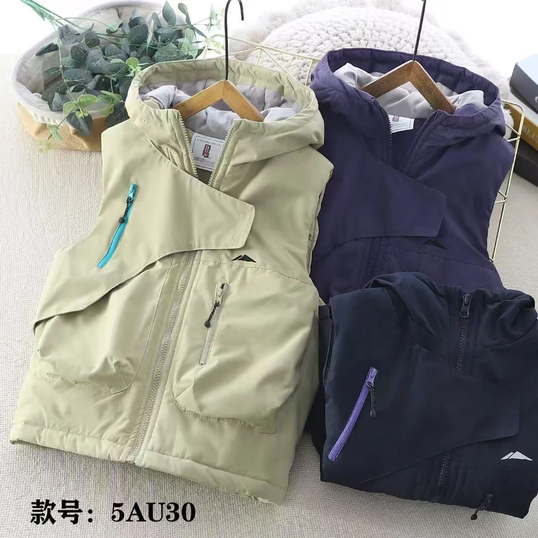 儿童连帽马甲秋冬中大童25新款加厚背心