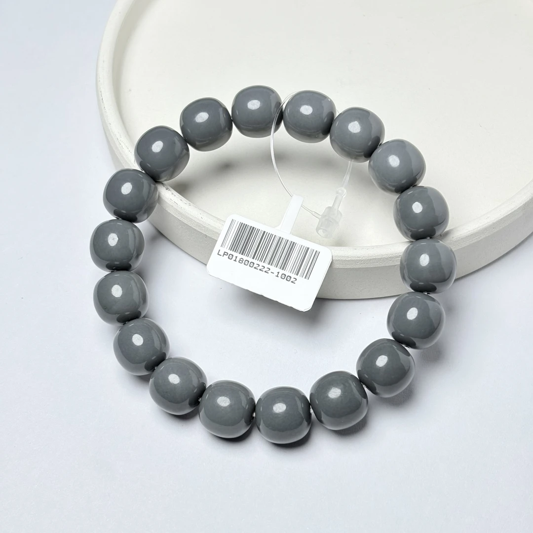 【吉玉0222-1002】和田玉广西莫兰迪灰手串11x12mm