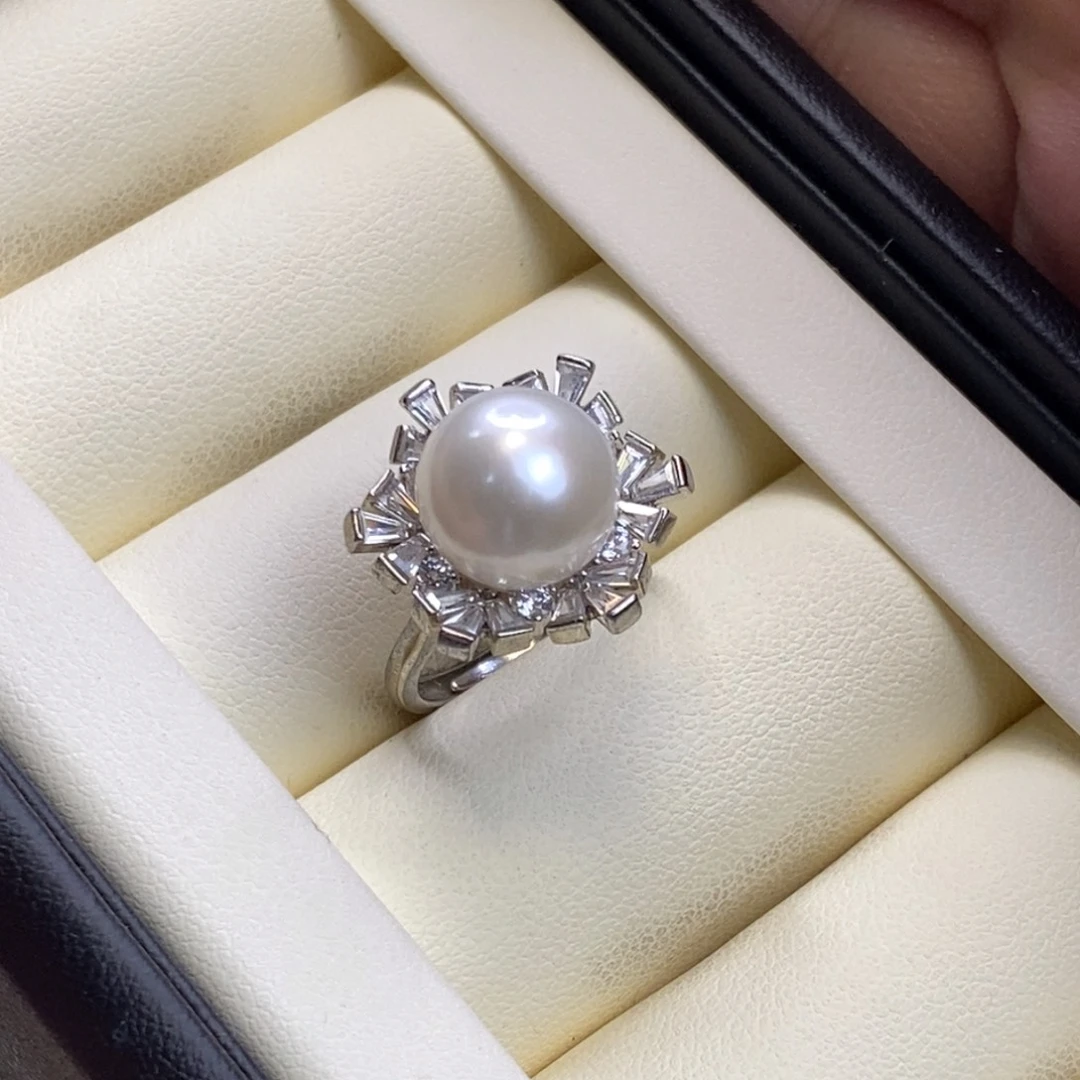 馨***.淡水珍珠戒指银S925镶嵌