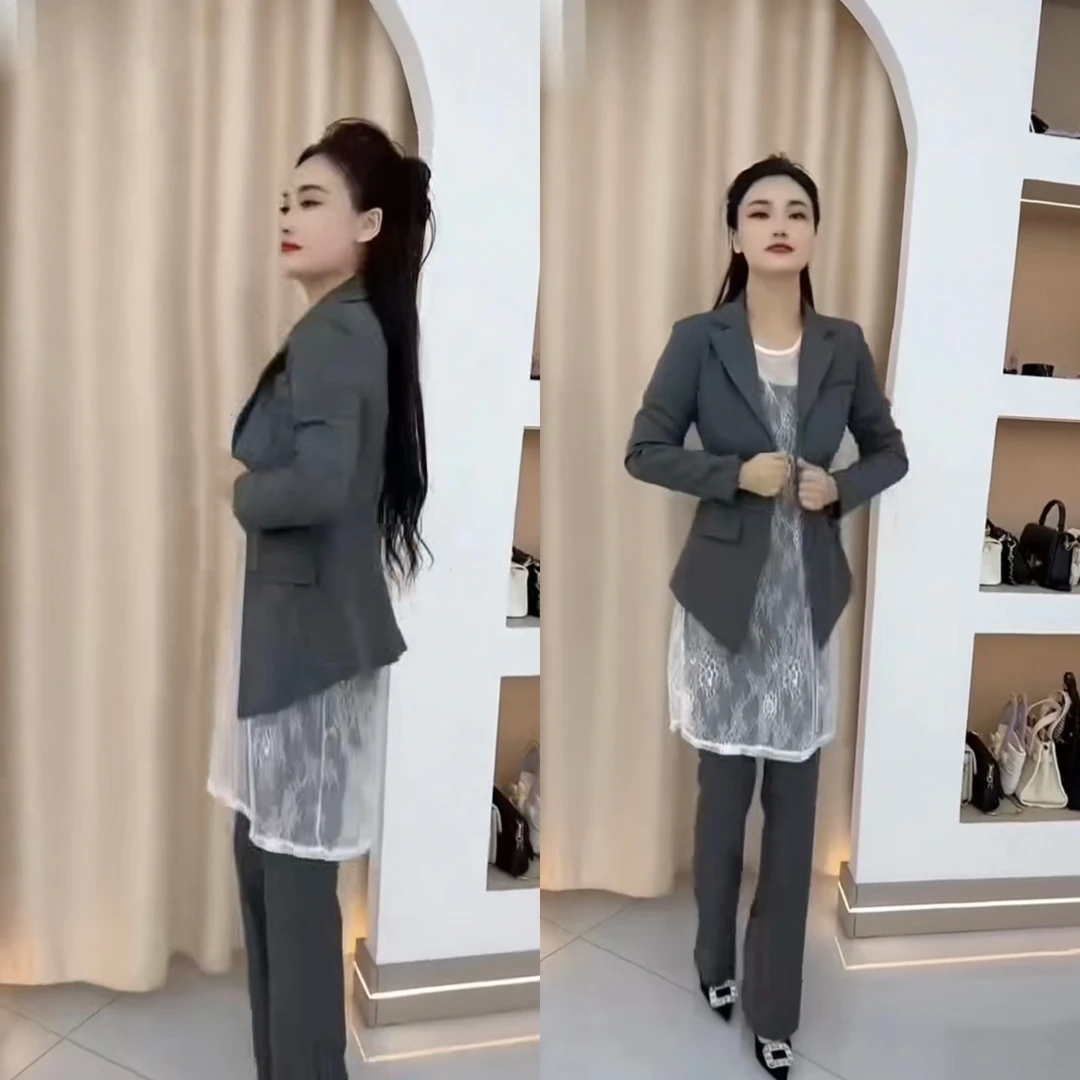 法式纽扣西装口袋拱针常规袖长袖短款显瘦韩版秋季