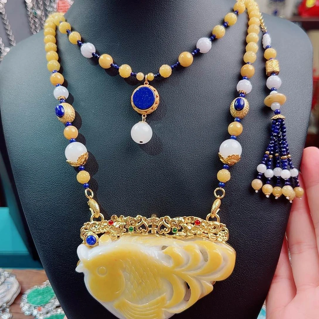 翡翠银S925镶嵌套链项链