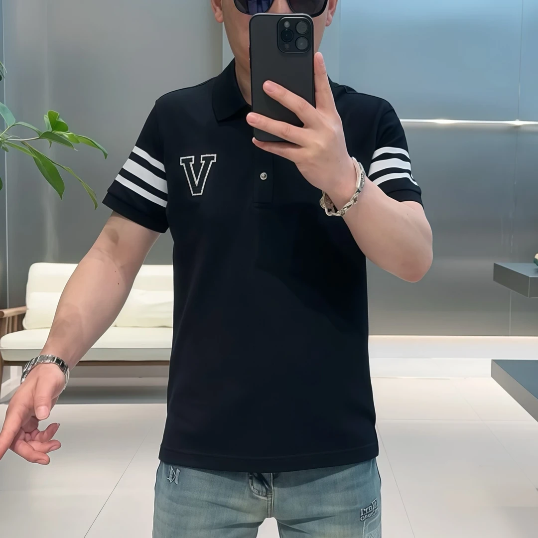 【VG轻奢】2025夏季高端重工立体刺绣时尚翻领PoLo衫8028