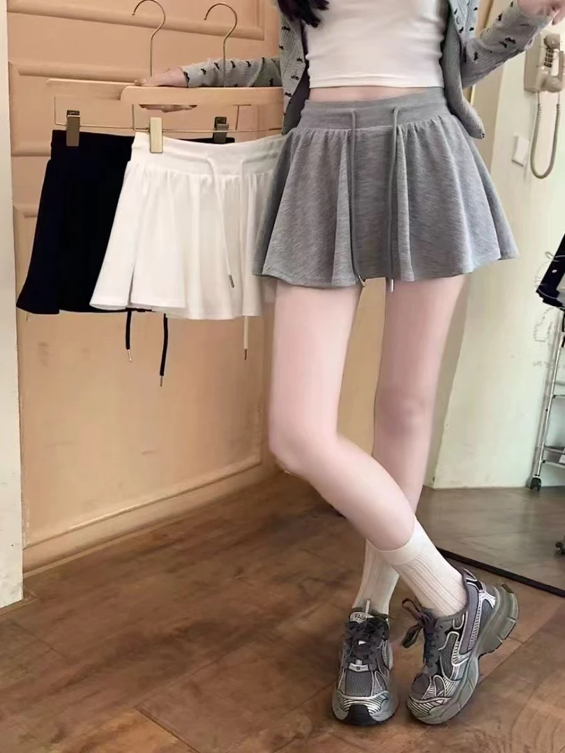 【多宝】夏季百搭抽绳高腰显瘦半身裙裙子秋冬女防走光A字短裙6605