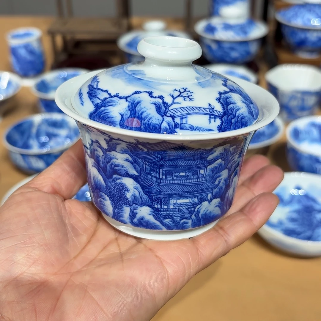 景德镇纯手绘盖碗