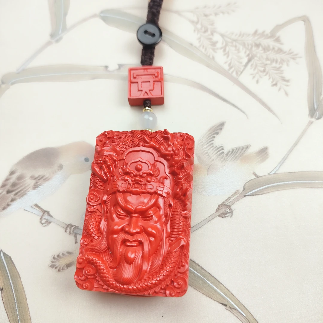 含辰砂工艺品高含量保真朱砂关二爷钥匙扣