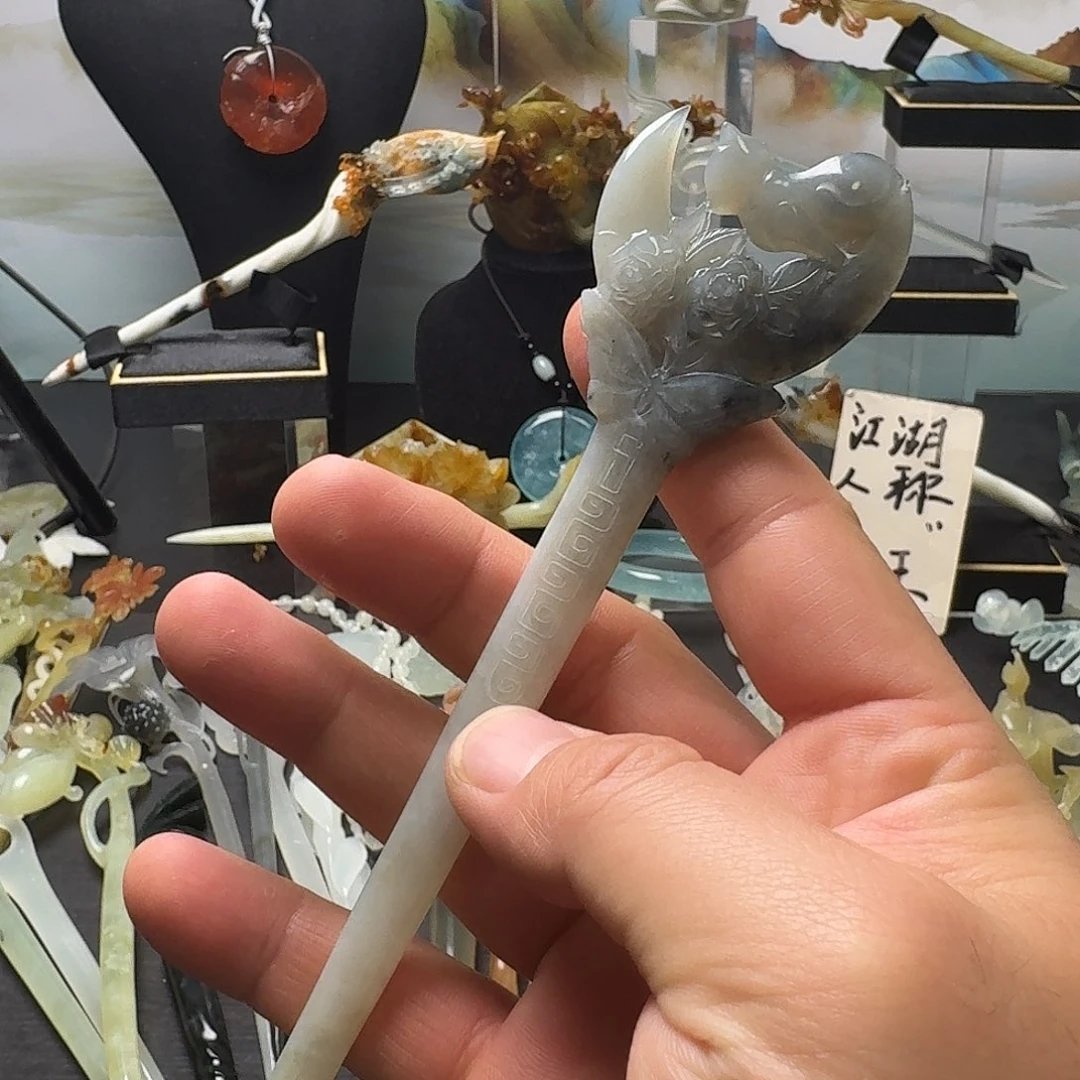 蛇纹石玉未镶嵌发饰