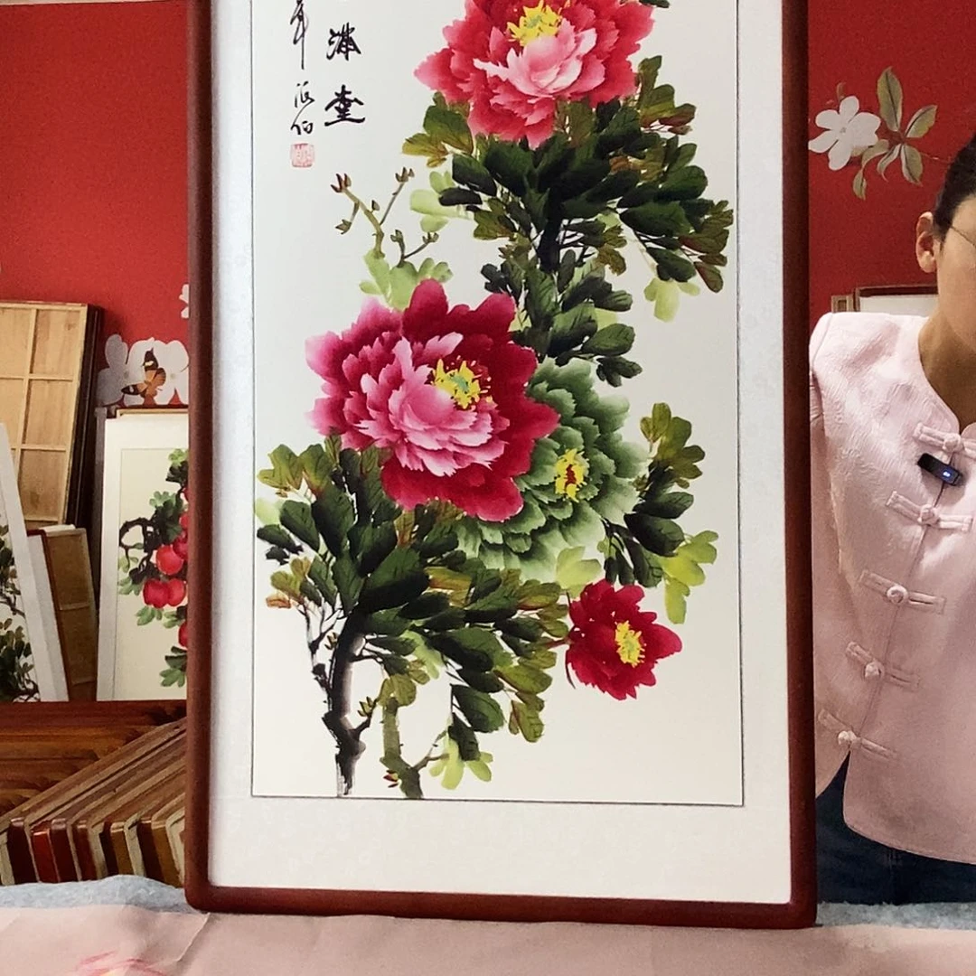 国画可***萄手写手绘带框包邮62✖️123国画作品
