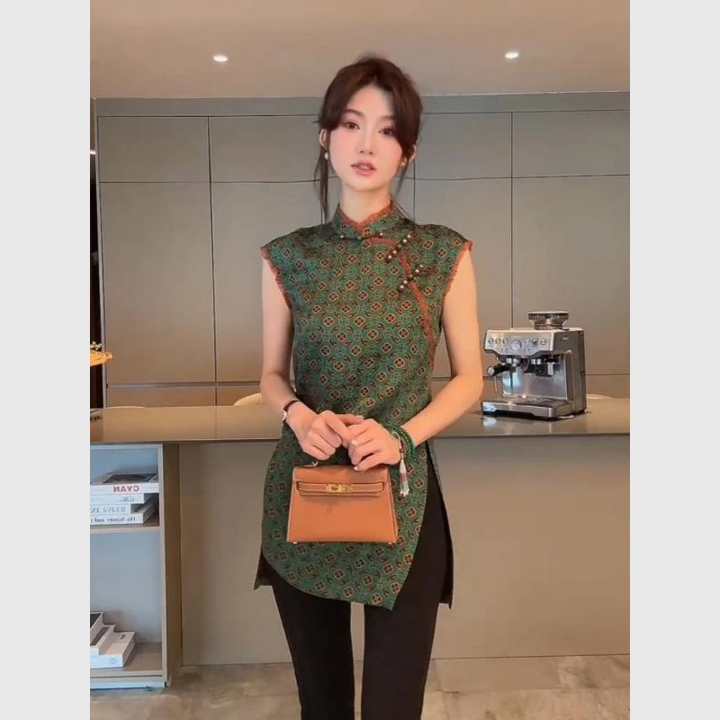 新中式国风女装知性风上衣2025夏季新款复古洋气衣服唐装气质马甲