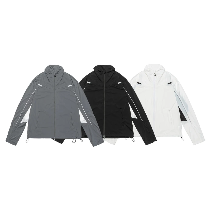 美式小众拼接防晒衣透气散热皮肤衣男女情侣款赛车元素户外薄外套