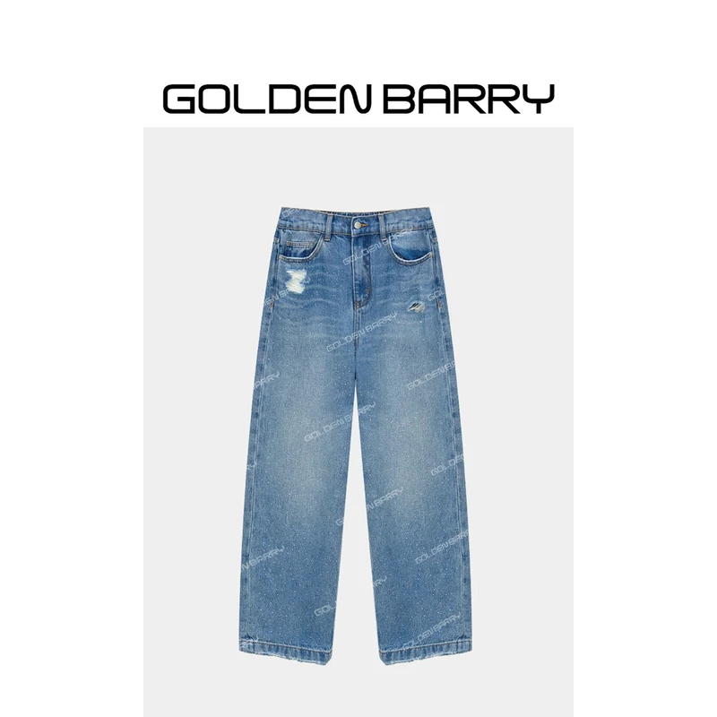 GOLDENBARRY|501153点钻牛仔阔腿裤