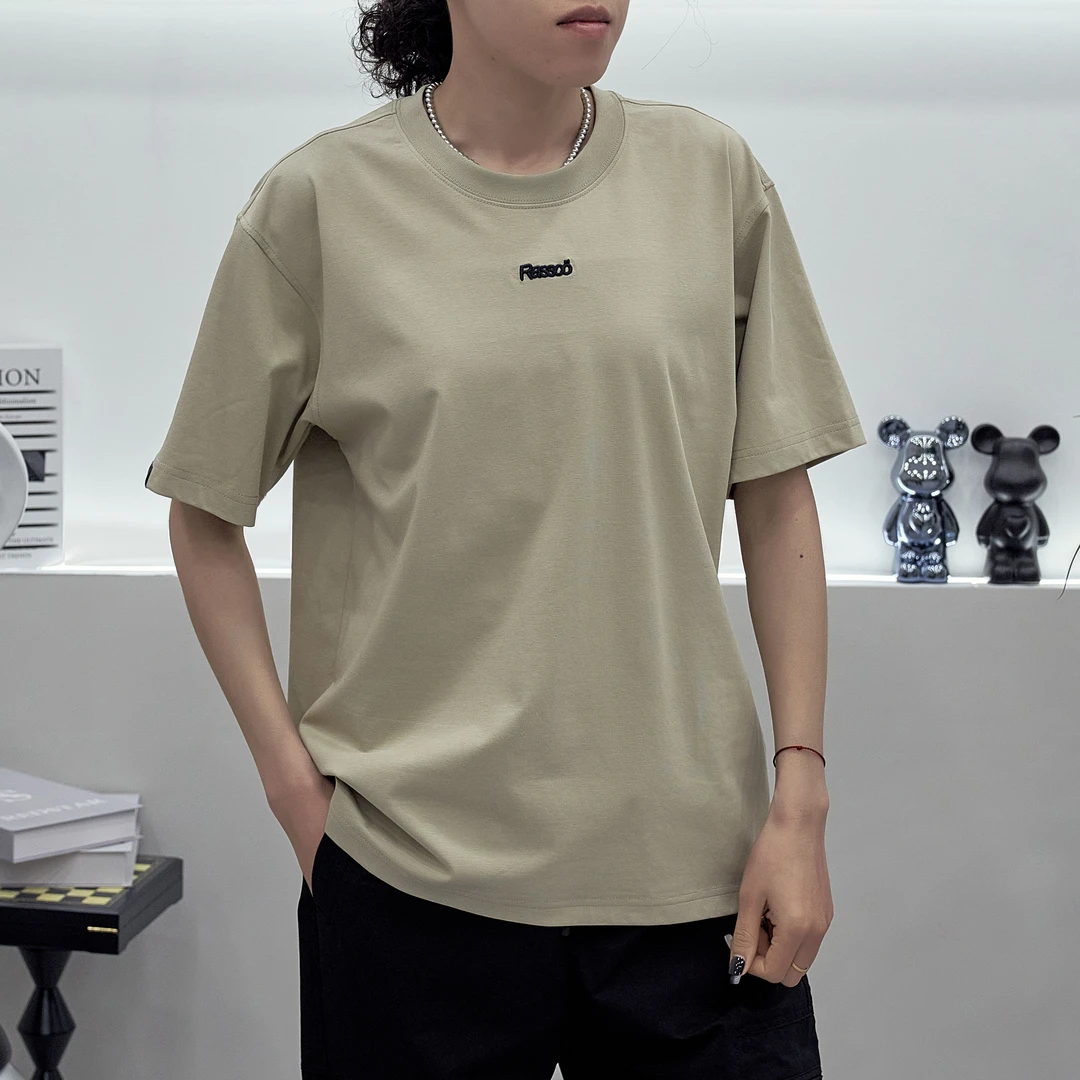 简约立体印花绣花潮流百搭半袖上衣夏季男士青年短袖圆领休闲体恤