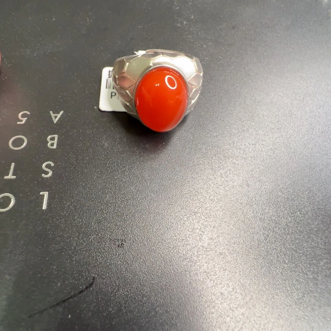 南红玛瑙戒指银S925镶嵌叶*亚