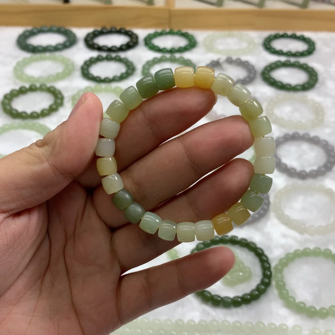 未镶嵌手串和田玉（直切多宝8）