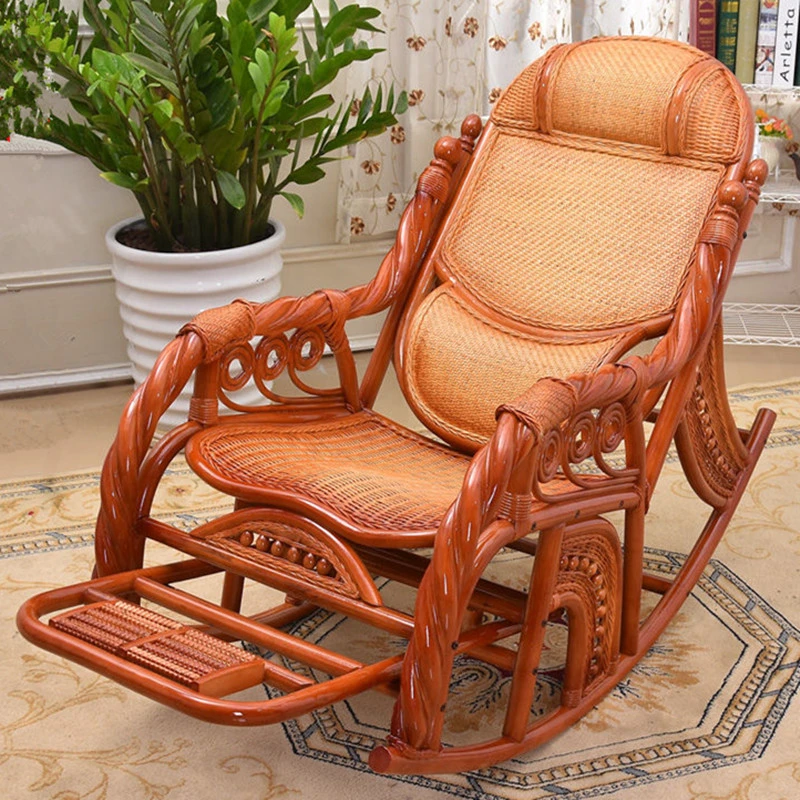 真藤藤椅大号摇摇椅躺椅摇椅大人阳台家用休闲老人睡椅藤编靠背椅