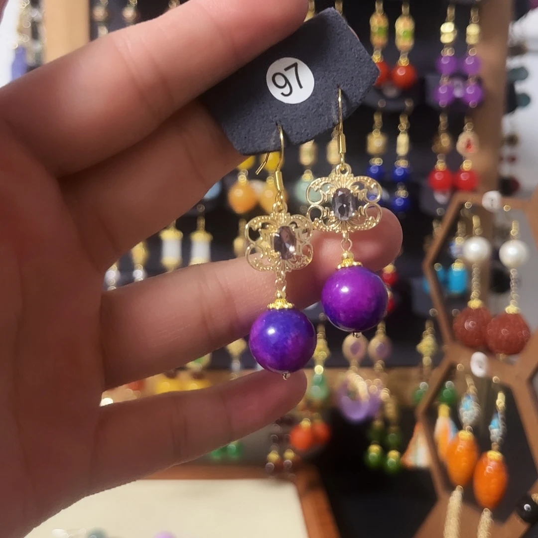 锆石纯铜925银耳饰