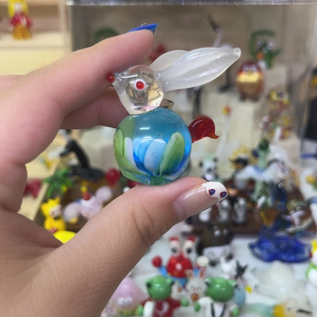 琉璃手工艺品扎花兔子