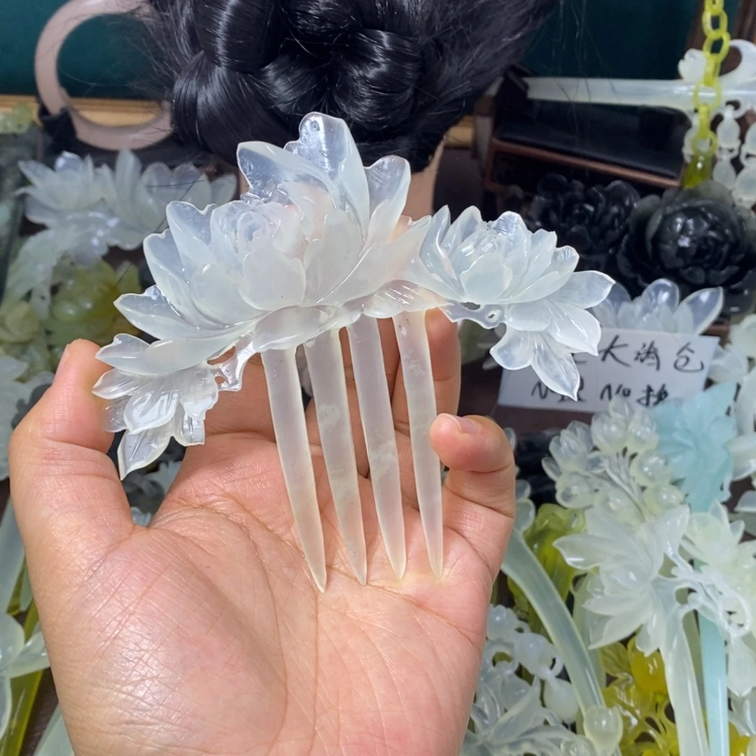 蛇纹石玉未镶嵌发饰